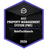 Best Property Management System (PMS) badge from HotelTechAwards 2026.