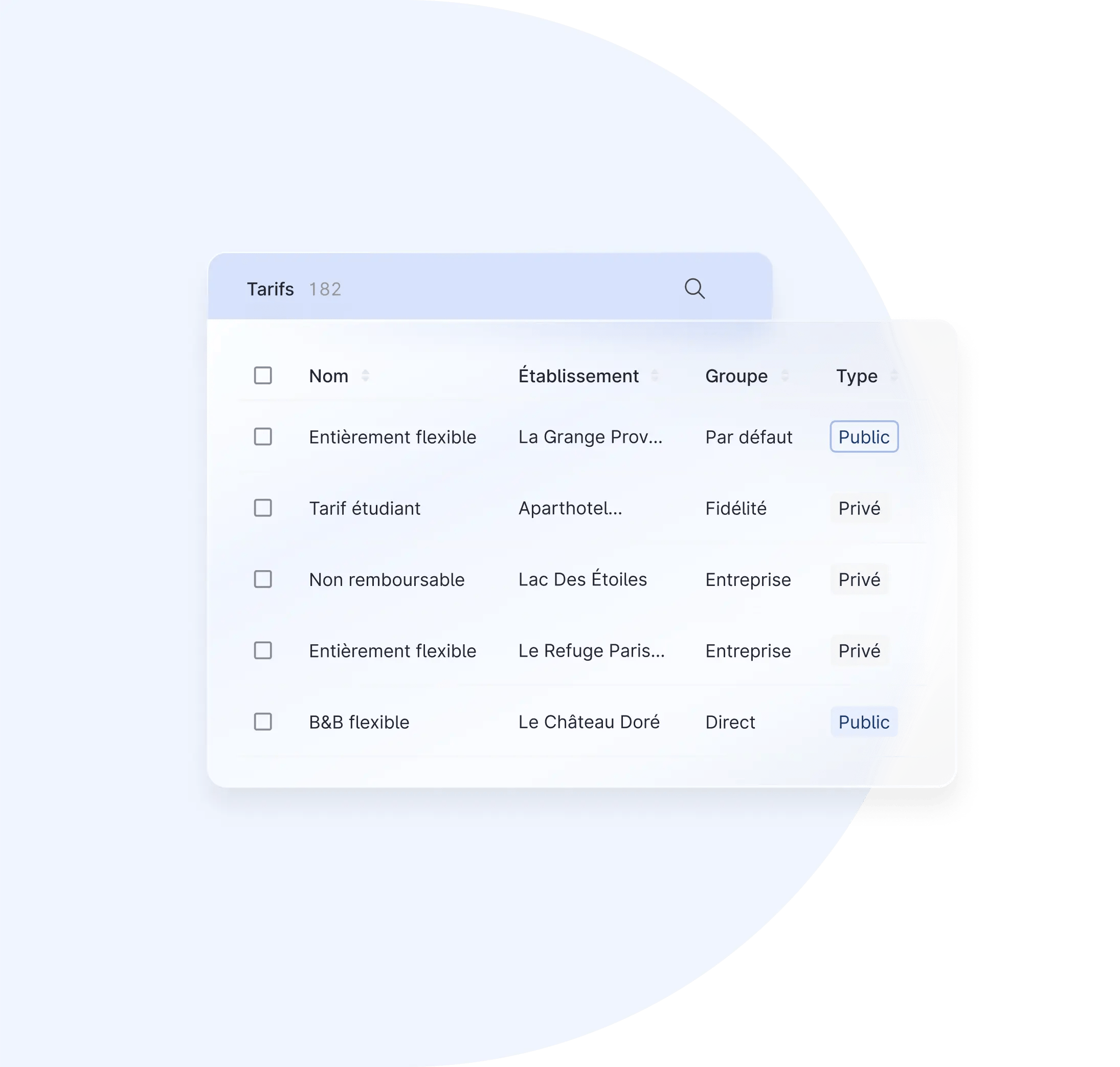 Gestion des tarifs en masse  